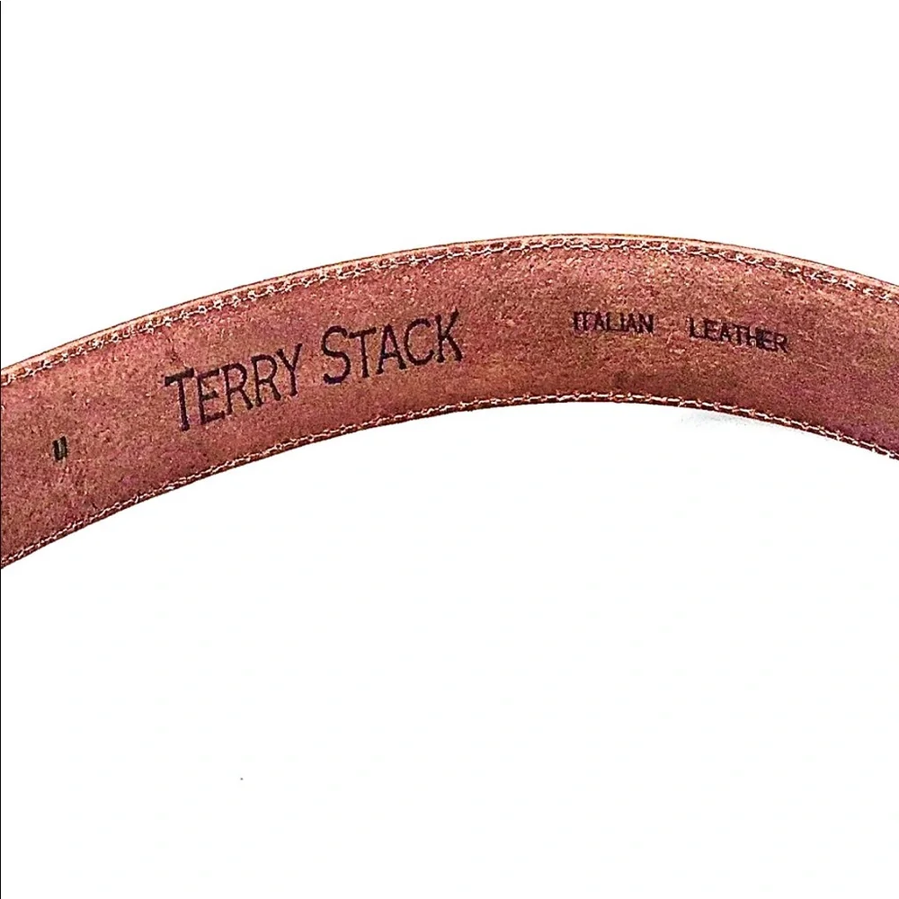 Terry Stack 1” leopard Horsehair Leather Belt Sz M